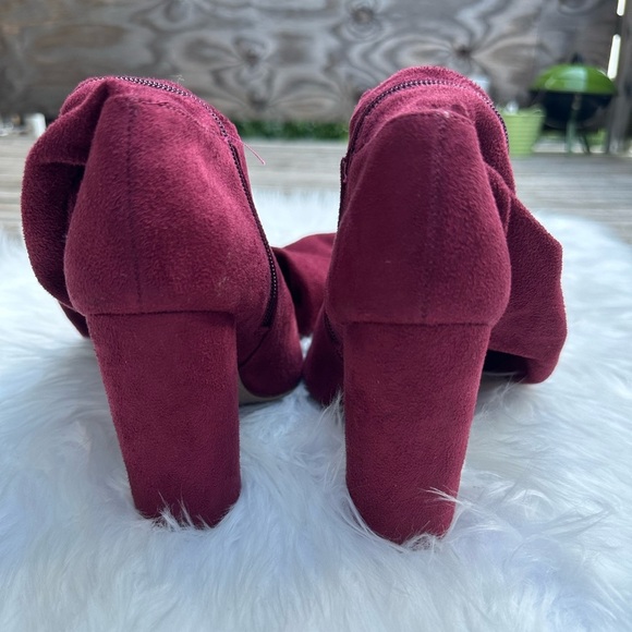 Block Heel Open Toe Knee-High Faux Surde Boots Size 7.5 - Picture 5 of 9